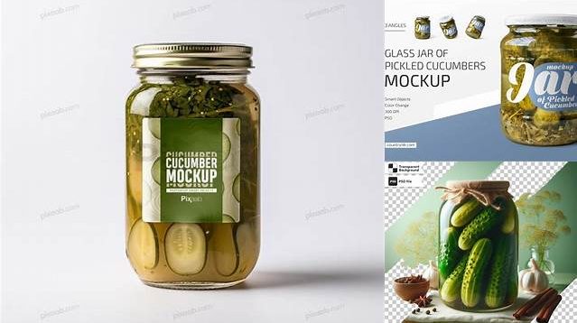 9669+ Pickled Cucumbers Jar PSD Mockup Creative High-Resolution PSD Freebie