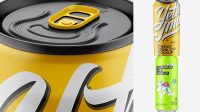 9671+ 500ml Aluminium Can With Matte Finish PSD Mockup High-Angle Shot Include TIFF