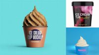 9671+ Glossy Ice Cream Cup PSD Mockup High-Angle Shot Elegant Design Mockup PSD