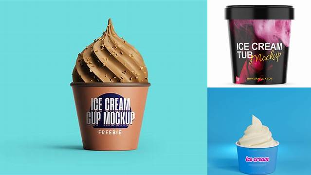 9671+ Glossy Ice Cream Cup PSD Mockup High-Angle Shot Elegant Design Mockup PSD