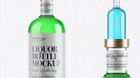 9672+ 700ml Clear Glass Liquor Bottle PSD Mockup Editable and Customizable PSD