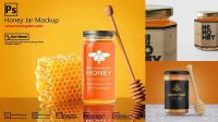 9674+ Mason Jar with Honey PSD Mockup Free Photoshop Mockup Design