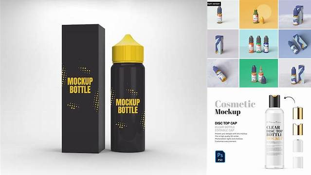 9675+ Glossy Plastic E-liquid Bottle PSD Mockup Custom Mockup Graphic Design