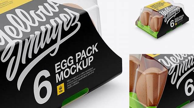 9676+ 6 Egg Pack with Transparent Cap PSD Mockup Half Side View High-Angle Shot Editable Photoshop Free Mockup