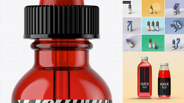 9676+ Red Glass E-Liquid Bottle PSD Mockup Custom Graphic Resource Free Download