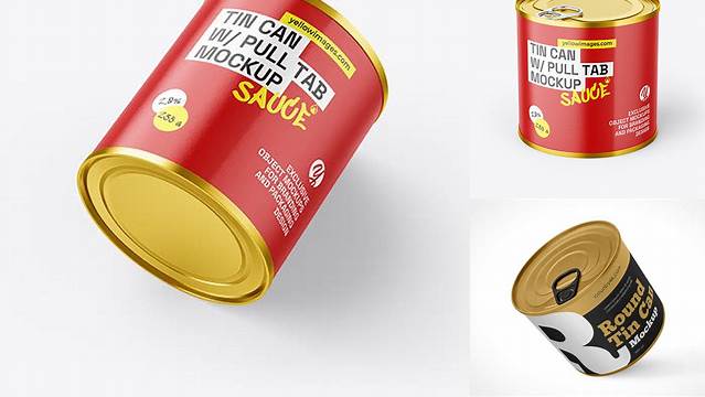 9679+ Tin Can with Pull Tab PSD Mockup Unique High-Resolution Design Freebie