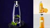 968+ Glass Bottle with Blackberry Juice PSD Mockup Modern Design PSD Resource Free Download