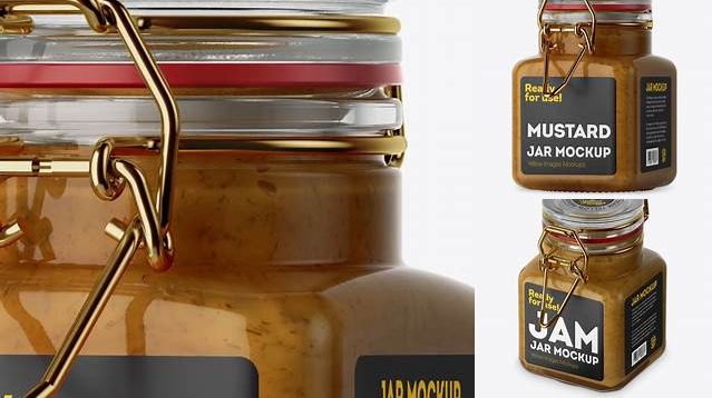 9683+ 100ml Glass Mustard Jar with Clamp Lid PSD Mockup Creative Free Photoshop Template