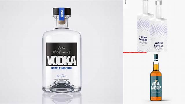 9683+ Glass Bottle for Vodka PSD Mockup Front View Elegant Photoshop Mockup