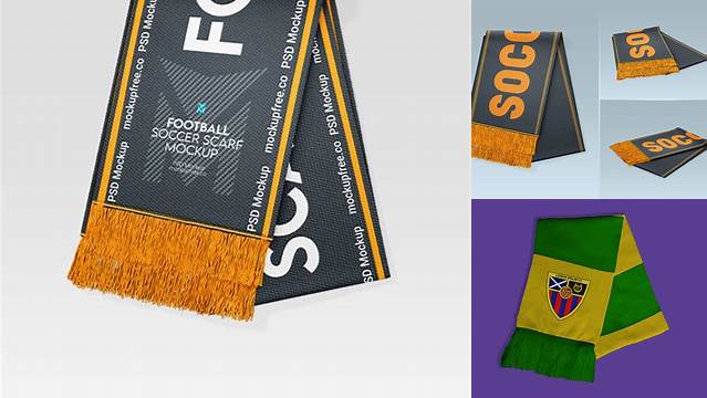 9686+ Football Scarf Mockup Free Smart Object PSD