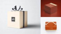 9686+ Matte Gift Box PSD Mockup Front View Creative Digital PSD Download