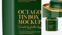 9686+ Matte Octagonal Tin Box PSD Mockup High-Resolution Editable PSD