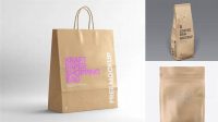 9687+ Kraft Stand-up Bag PSD Mockup Front View Editable and Customizable PSD