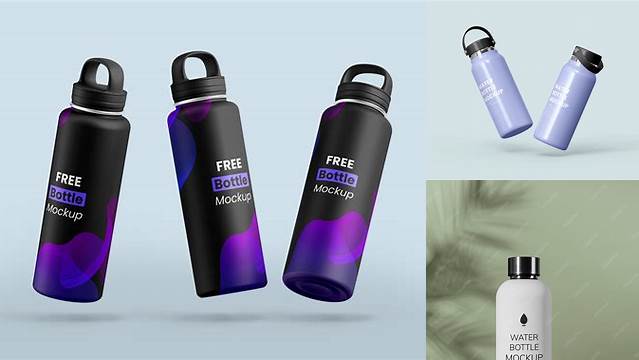 9690+ Metallic Reusable Water Bottle PSD Mockup Stylish Free PSD