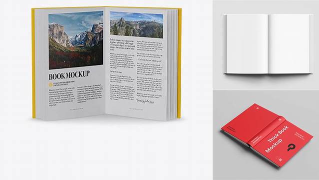 9698+ Opened Book with Matte Cover PSD Mockup Front View High-Angle Shot High Resolution