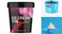 9698+ Opened Glossy Ice Cream Cup With Cap PSD Mockup High-End Photoshop Mockup