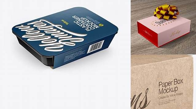 970+ Paper Gift Packaging PSD Mockup Half Side View High Angle Shot Best for Showcase