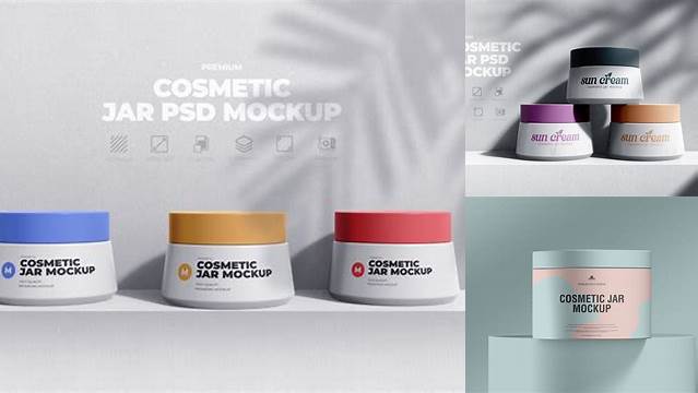 9701+ 250ml Plastic Cosmetic Jar PSD Mockup High-Angle Shot Creative Photoshop Resources