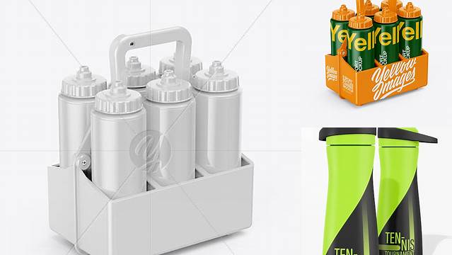 9703+ 6 Sport Bottles Carrier PSD Mockup Half Side View Digital Download PSD for Free