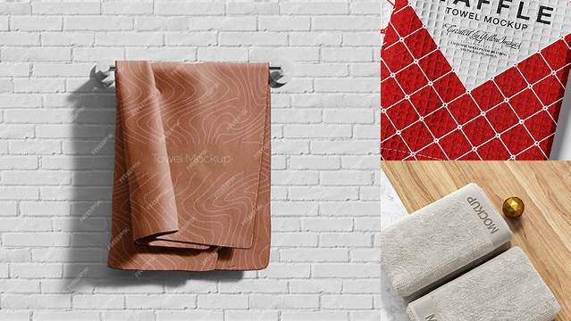 9704+ Waffle Towel PSD Mockup Top View Creative Design PSD Free Download