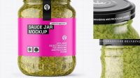 9706+ Clear Glass Jar with Pesto Sauce PSD Mockup High-Angle Shot Exclusive Free Photoshop Asset