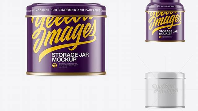 9707+ Glossy Storage Jar with Metal Rings PSD Mockup Exclusive Layered PSD Mockup