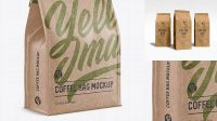 9709+ Kraft Paper Coffee Bag PSD Mockup Halfside View High-Resolution Graphic