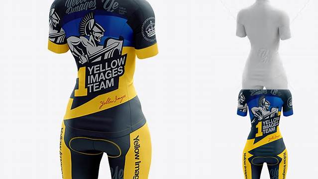 9709+ Women’s Cycling Kit PSD Mockup Back Half Side View Creative Digital PSD Download