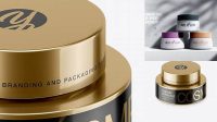 971+ 50ml Metallic Cosmetic Jar PSD Mockup High-Angle Shot Elegant Photoshop Mockup