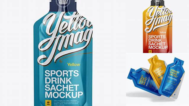 9711+ Matte Sports Energy Drink Sachet PSD Mockup Front View High-End Layered Mockup Free