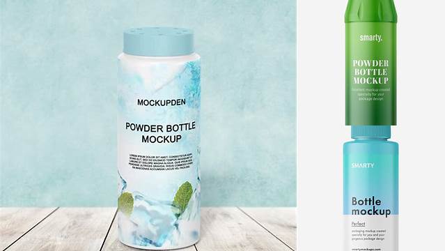 9716+ Blue Bottle with Powder PSD Mockup Custom Mockup PSD for Free