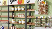 972+ Supermarket Shelf Mockup Digital Download