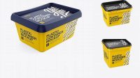 9720+ Glossy Butter Tub PSD Mockup Halfside View High-Angle Shot Photoshop PSD Free for Designers