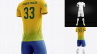 9722+ Men’s Full Soccer Kit with Mandarin Collar Shirt PSD Mockup Hero Back Shot Include TIFF