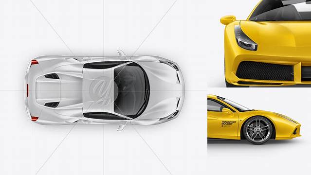 9724+ Ferrari 488 PSD Mockup Top view Modern and Unique Freebie PSD