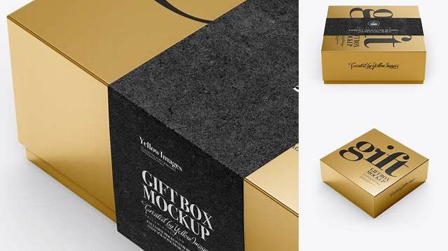 9724+ Metallic Box with Label PSD Mockup High-Angle Shot Smart Layer PSD