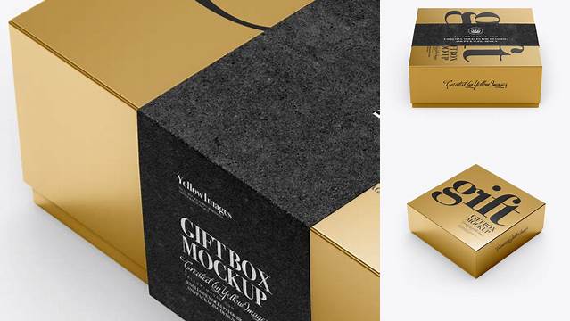 9724+ Metallic Box with Label PSD Mockup High-Angle Shot Smart Layer PSD