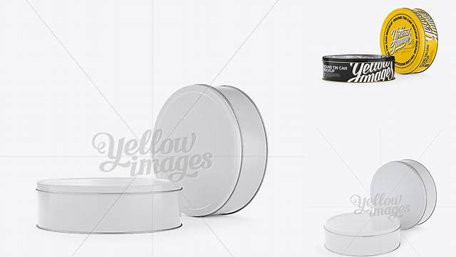 9725+ Two Round Tin Cans PSD Mockup Halfside View High-Angle Shot Fully Layered PSD Freebie