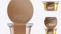 9728+ 200g Plastic Cup in Kraft Wrap with Almonds PSD Mockup Free Graphic Design Resource