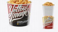 9728+ Large Glossy Caramel Popcorn Bucket PSD Mockup High-Angle Shot Creative Photoshop Resources