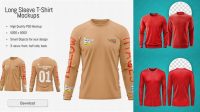 9731+ Womens Long Sleeve T-Shirt HQ PSD Mockup Front View Free Graphic Design Resource