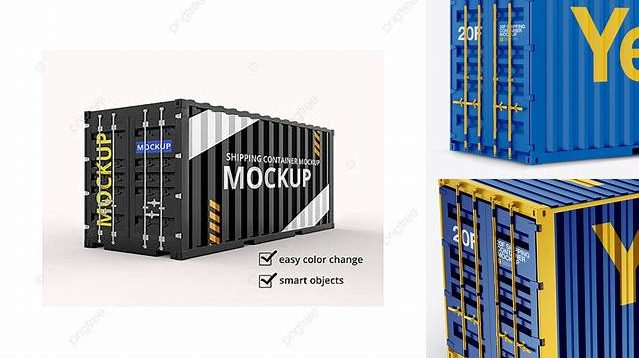 9733+ 20F Shipping Container PSD Mockup Halfside View Smart PNG Image