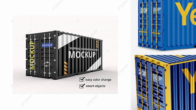 9733+ 20F Shipping Container PSD Mockup Halfside View Smart PNG Image