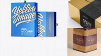 9736+ Metallic Box With Book PSD Mockup Half Side View Fully Layered PSD Freebie