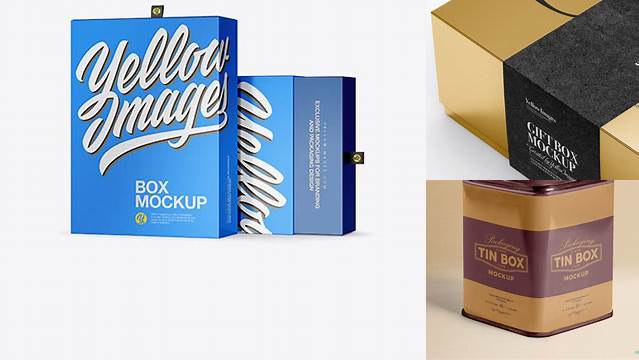 9736+ Metallic Box With Book PSD Mockup Half Side View Fully Layered PSD Freebie