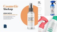 9736+ Metallic Spray Bottle PSD Mockup Half Side View Fully Customizable Photoshop Freebie