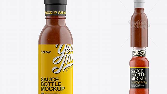 974+ Salsa Sauce Glass Bottle with Flip-Top Cap PSD Mockup Elegant Design Mockup PSD