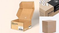 9743+ Kraft Box with Label PSD Mockup Half Side View Advanced Photoshop Template