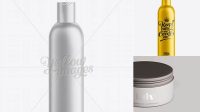 9744+ White Plastic Cosmetic Bottle with Lid 300 ml Mockup PSD Free Download