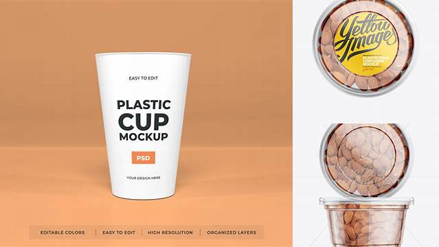 9745+ 200g Plastic Cup with Almond PSD Mockup Digital Resource Free Download